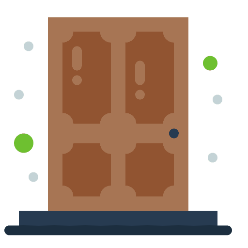 Door opened window furniture and household icon