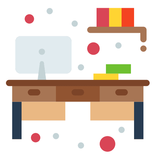 Work place home office desk work table icon