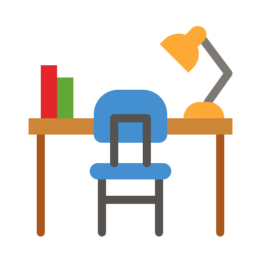 Desk chair office book icon