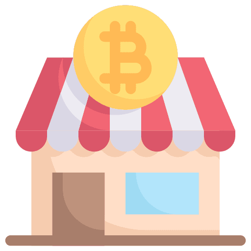 Store cryptocurrency building exchange icon