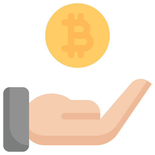 Hand cryptocurrency bitcoin investment icon Hand cryptocurrency bitcoin investment icon