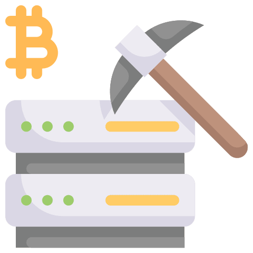 Mining server blockchain data storage icon Mining server blockchain data storage icon