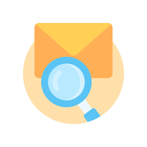 Mail magnifying glass find search icon