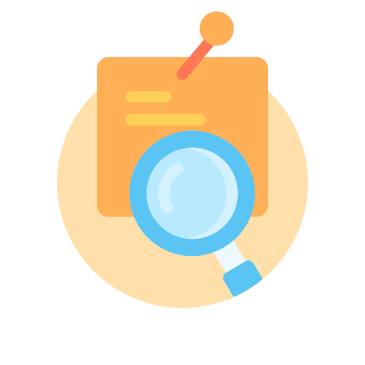 Notepad magnifying glass miscellaneous find icon