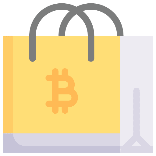 Shopping bag commerce and shopping payment method cryptocurrency icon Shopping bag commerce and shopping payment method cryptocurrency icon