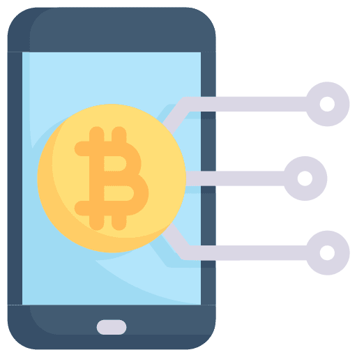 Smartphone business and finance mobile phone digital currency icon Smartphone business and finance mobile phone digital currency icon