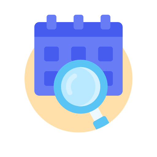 Calendar magnifying glass explore find icon Calendar magnifying glass explore find icon