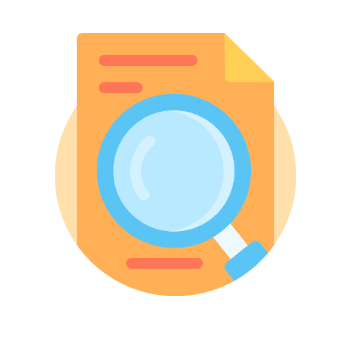 Document searching zoom magnifying glass icon