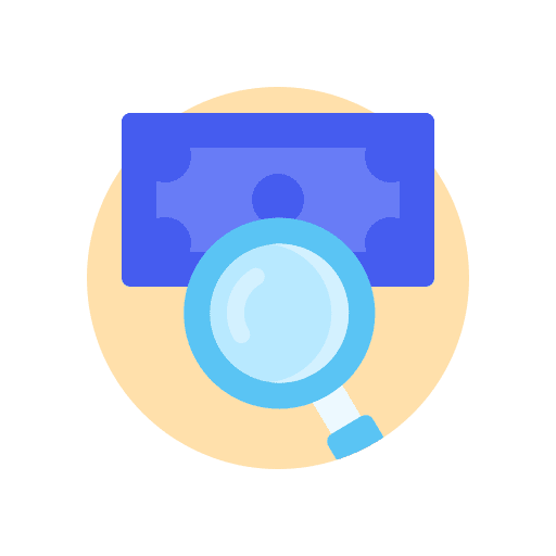Money explore magnifying glass business and finance icon Money explore magnifying glass business and finance icon