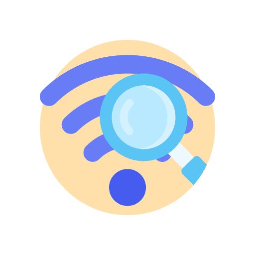 Wifi searching search magnifying glass icon Wifi searching search magnifying glass icon