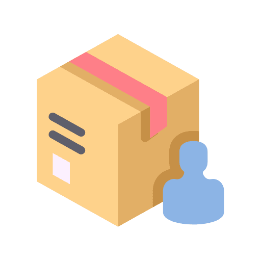 Package shipping and delivery business person icon