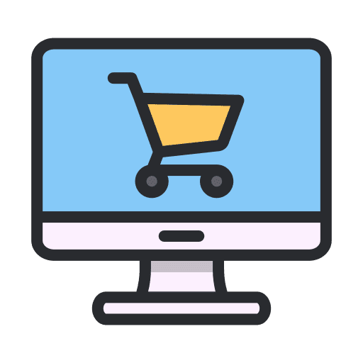 Computer ecommerce shop business icon Computer ecommerce shop business icon