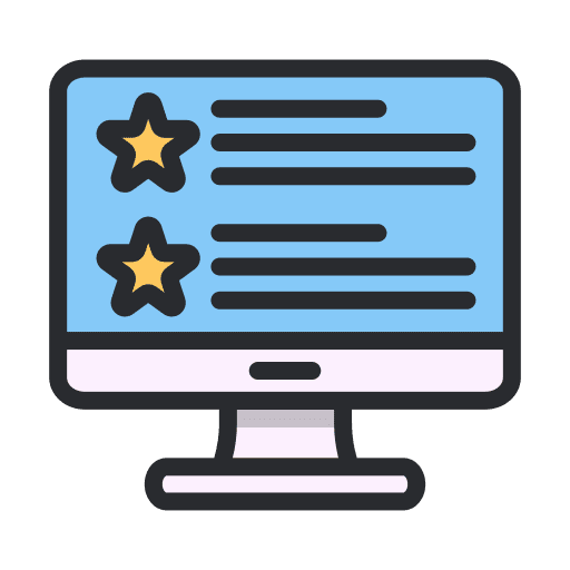 Computer rating review commerce and shopping icon Computer rating review commerce and shopping icon