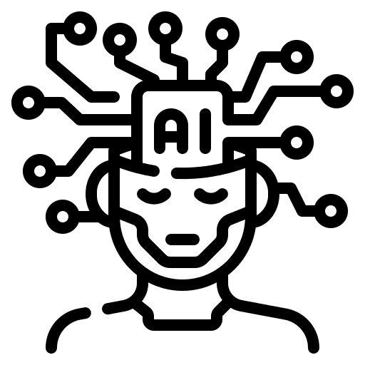 Thinking thinking head robot icon