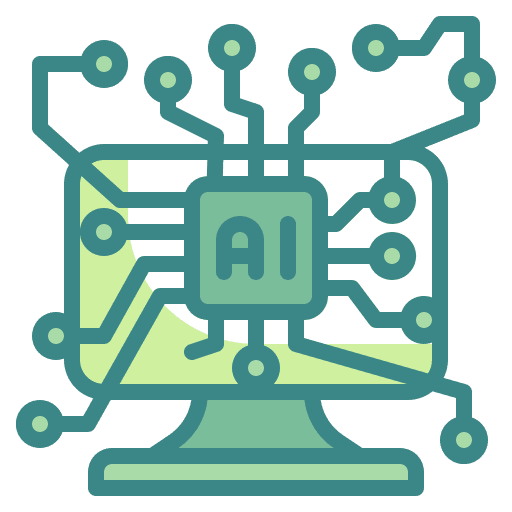 Computer monitor futuristic ai icon Computer monitor futuristic ai icon