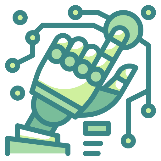 Robot hand futuristic artificial electronics icon