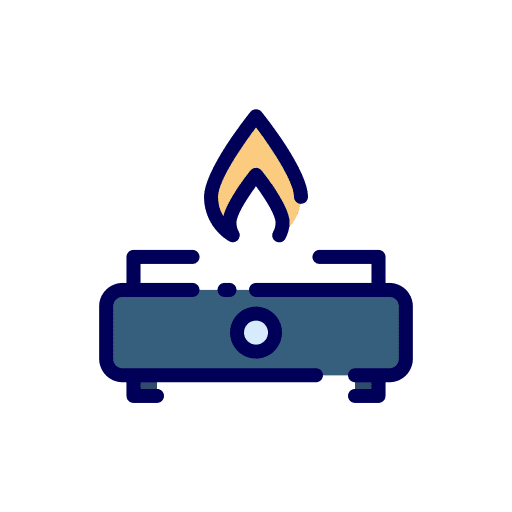 Gas stove cooker food and restaurant fire icon