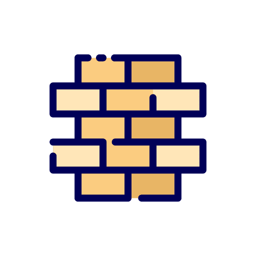 Wall brickwall construction and tools security icon