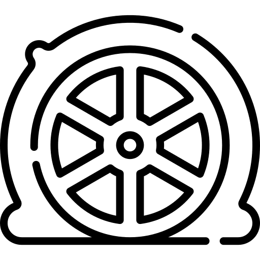 Flat tire wheel transport transportation icon