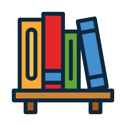 Bookshelf education furniture and household library icon