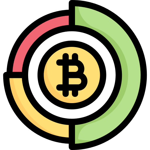 Analytic business and finance bitcoin donut chart icon
