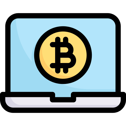 Laptop bitcoin online payment cryptocurrency icon Laptop bitcoin online payment cryptocurrency icon
