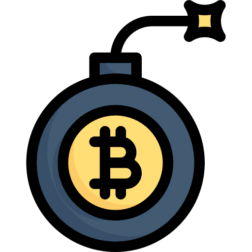 Bomb bitcoin detonation digital money icon Bomb bitcoin detonation digital money icon