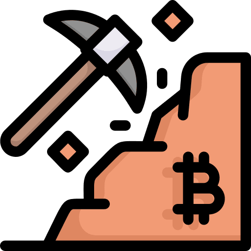 Mining blockchain bitcoin pickaxe icon Mining blockchain bitcoin pickaxe icon