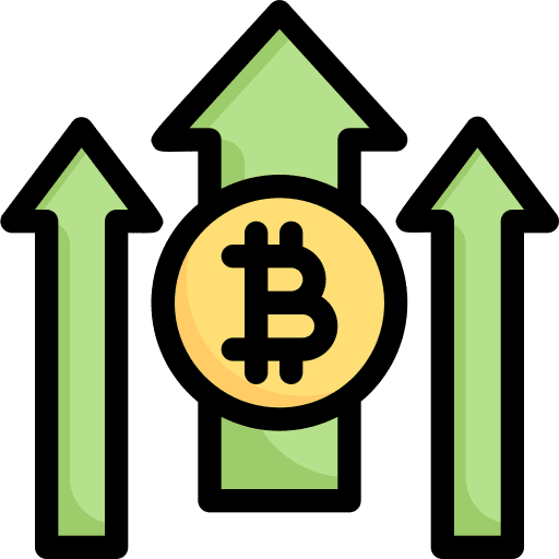 Rate arrow bitcoin increase icon Rate arrow bitcoin increase icon