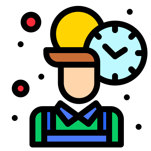 Employee professions and jobs worker clock icon Employee professions and jobs worker clock icon