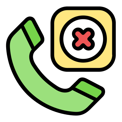 Rejected blocked phone call communications icon Rejected blocked phone call communications icon