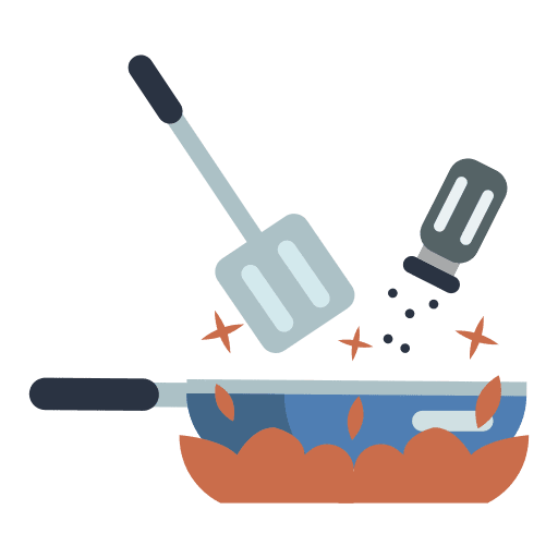 Cooking food and restaurant pan fire icon