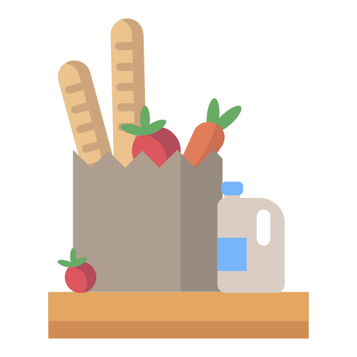 Shopping bag groceries food and restaurant food icon