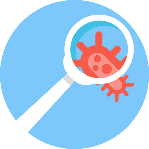 Magnifying glass science lab education icon