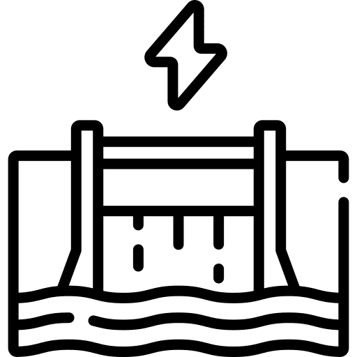 Hydroelectricity electricity renewable energy ecology and environment icon