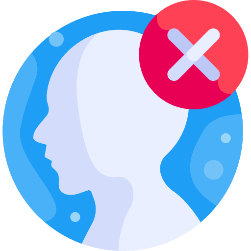 Deny mind user face icon