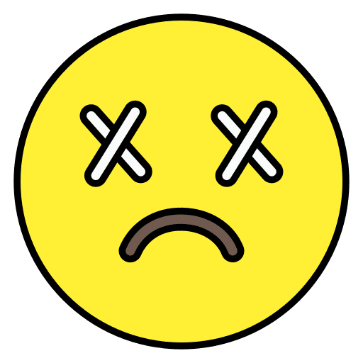 Dead emoticon knocked out feelings icon