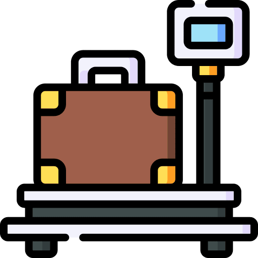 Scale travel airport luggage icon