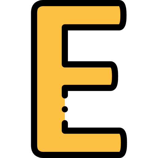 E typographical vowel education icon