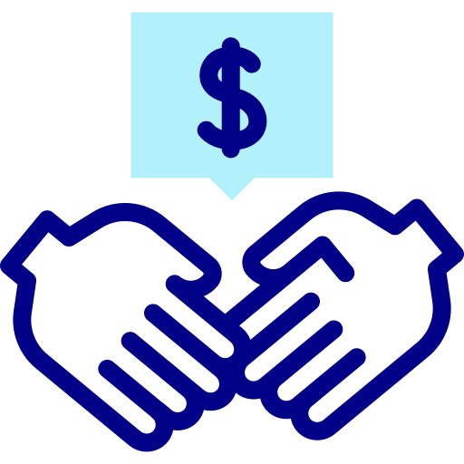 Shaking hands dollar business procurement icon Shaking hands dollar business procurement icon