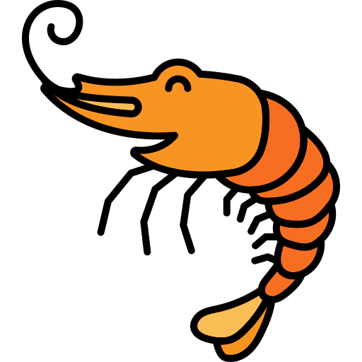 Prawn sea life fish food icon