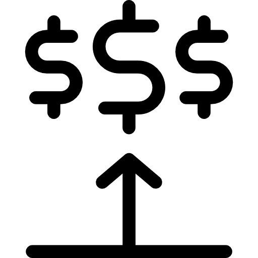 Profits dollar symbol up arrow growth icon