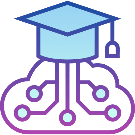 Cloud storage online learning classroom mortarboard icon