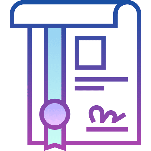 Degree contract diploma files and folders icon