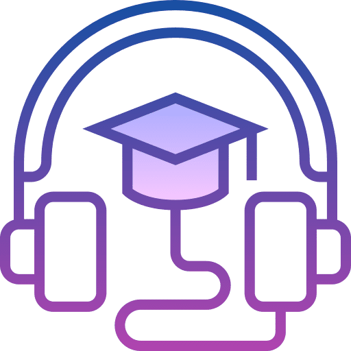 Elearning headphone graduation hat mortarboard icon