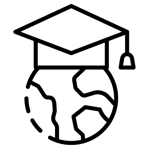 Mortarboard online school planet earth icon