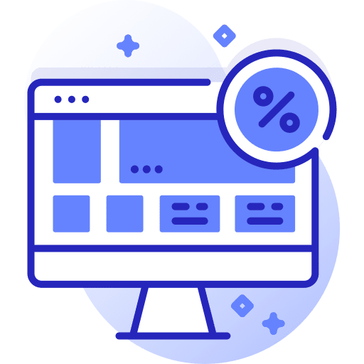 Percentage online monitor commerce and shopping icon