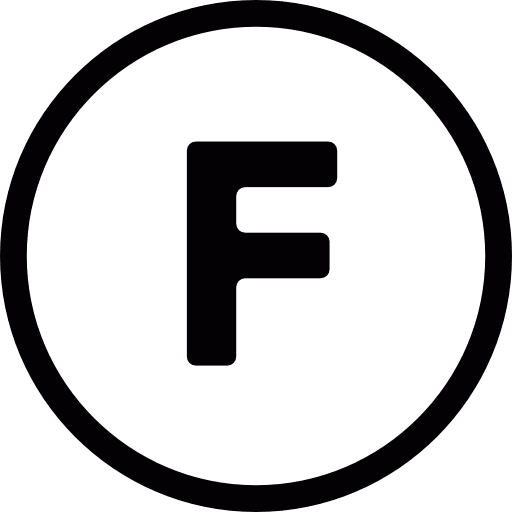 F inside a circle letter circle letters icon