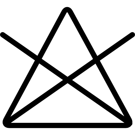 Washing option symbol of a triangle with a cross triangular washing options signs icon