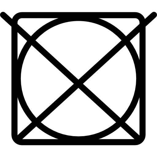 Washing symbol of a cross over a circle in a square symbols washing options circle icon